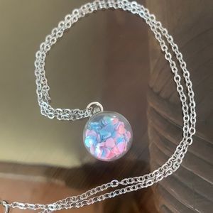 Crystal ball silver necklace